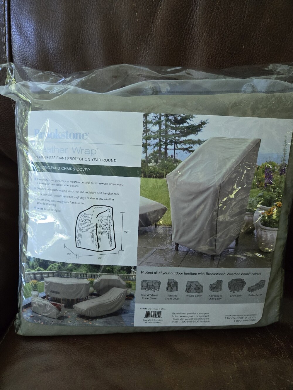 Brookstone Weather Wrap® Outdoor Stacking Patio Chair Cover - ClayColored(Taupe)